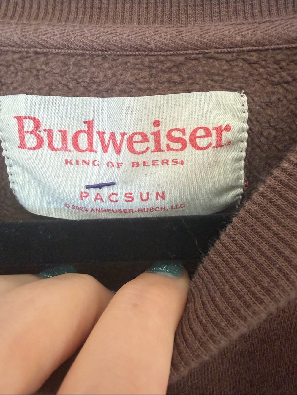 PacSun Brown Budweiser Logo cropped oversized Sweatshirt - Picture 3 of 5